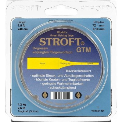 Stroft Nylonový muškařský návazec GTM Fly ujímaný 2,4 m 0,12 - 0,44 mm – Sleviste.cz