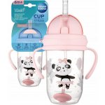 Canpol Babies nevylévací hrníček se slámkou a závažím Exotic Panda růžový 270 ml – Zboží Dáma