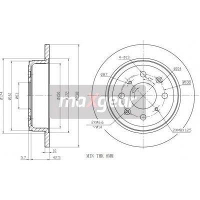 Brzdový kotouč HONDA zadní CIVIC -91 94- ROVER 200 400 24 45 8710410 MAXGEAR