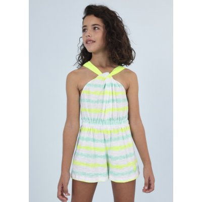 Mayoral overal bavlněný pruhy neonově žlutý – Zboží Dáma