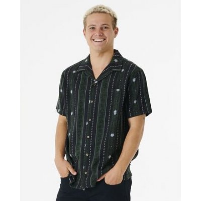 Rip Curl Topanga vert stripe S/S shirt washed black