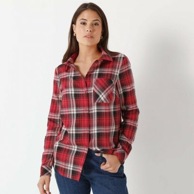 Flanelová kostkovaná košile švestková/růžová – Zboží Dáma