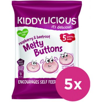 KIDDYLICIOUS Knoflíčky ovocno-zeleninové Malina s řepou 5 x 6 g