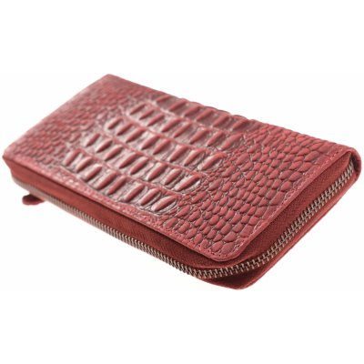Kubát Kůže Dámská kožená červená designovaná peněženka penál- 750262 Kroko – Zboží Mobilmania