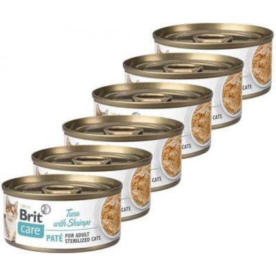 Brit Care Cat Sterilized Paté Tuna & Shrimps 6 x 70 g – Zboží Mobilmania