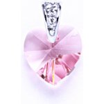 Čištín Přívěsek 36935830 Stříbrný srdce s krystalem Swarovski light roseP 1306 – Zboží Mobilmania