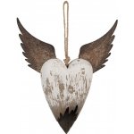 Clayre & Eef Dekorace závěsné srdce s andělskými křídly Angel Rustic L - 25*4*30 cm – Hledejceny.cz