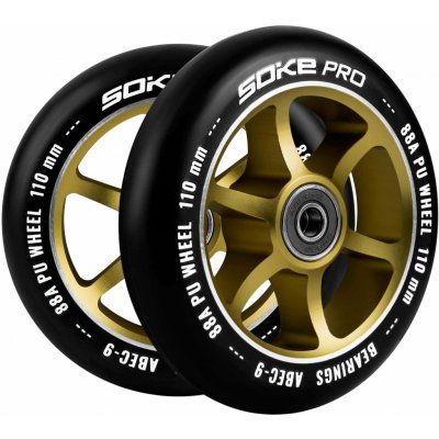 Soke 803204 Kolečka na koloběžku 110 mm zlatá 2 ks – Zboží Dáma