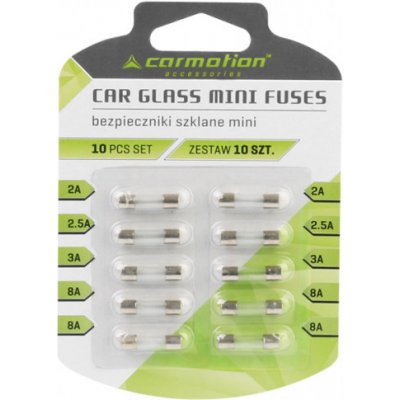 CARMOTION Sada pojistek skleněných 5x20mm 2-8A 10ks – Zboží Mobilmania