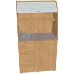 OFFICE PRO HOBIS kuchyň s dřezem a baterií, levá - KU 3 1 L, dub, šedá roleta – Zboží Mobilmania