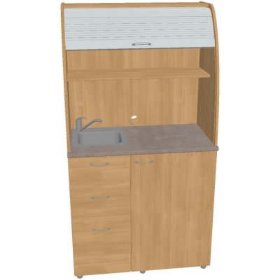 OFFICE PRO HOBIS kuchyň s dřezem a baterií, levá - KU 3 1 L, dub, šedá roleta – Zboží Mobilmania