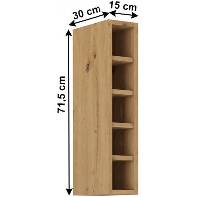 Kondela Horní otevřená skříňka, černý mat / dub artisan, Monro 15 G-72 OTW – Zboží Dáma