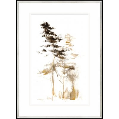 Stromy ve zlatě, Série borovice - Subtilní obraz, ideální do pracovny – Zboží Mobilmania