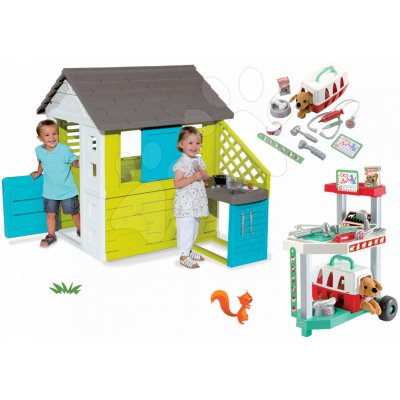 Smoby set domeček Pretty Blue a Écoiffier veterinární klinika 810703-13 – Zboží Dáma