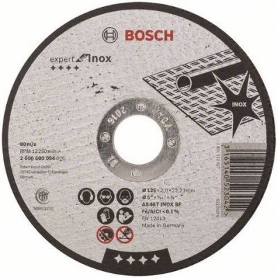 Bosch - Řezný kotouč rovný Expert for Inox AS 46 T INOX BF, 125 mm, 2,0 mm, 25 BAL – Zboží Mobilmania