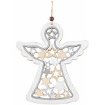 Anděl dřevěný se stříbrným glitrem 15 x 17 cm – Hledejceny.cz