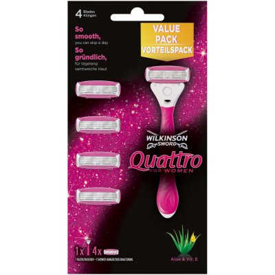 Wilkinson Sword Quattro + 4 ks hlavic – Zboží Dáma