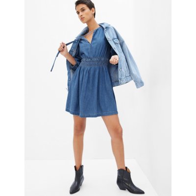GAP džínové mini šaty organic modrá – Zboží Mobilmania