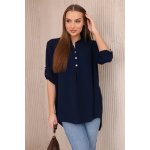 Fashionweek Italská halenka vzdušná elegantní K11817 tmavě modrá – Hledejceny.cz