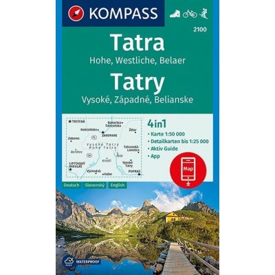 Kompass 2100 Tatry - Vysoké - Západné - Belianske - turistická mapa 4v1