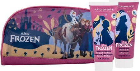 Naturaverde Disney Frozen dárkový set pěna do koupele 100 ml + šampon a kondicionér 100 ml + kosmetická taštička pro děti