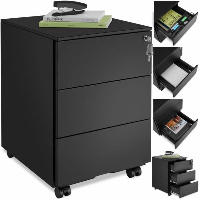 Tectake 405236 kartotéka magna se 3 zamykatelnými zásuvkami - černá – Zboží Mobilmania