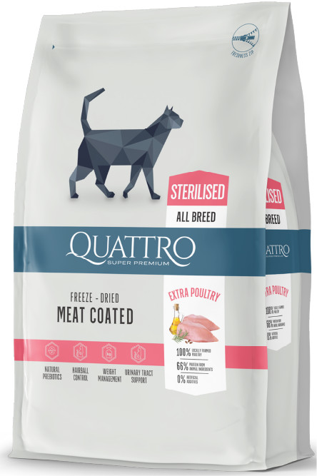 QUATTRO drůbež pro sterilizované kočky 1,5 kg