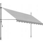 Tectake Upínací markýza s ruční klikou, výškově nastavitelná 400 x 180 cm, světle šedá – HobbyKompas.cz