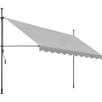 Tectake Upínací markýza s ruční klikou, výškově nastavitelná 400 x 180 cm, světle šedá – HobbyKompas.cz