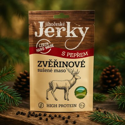 Jihočeské Jerky Zvěřinové s pepřem 20 g – Zboží Dáma
