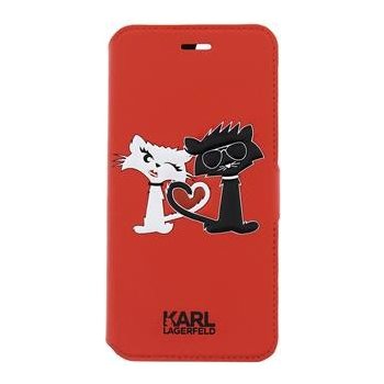 Pouzdro Karl Lagerfeld Choupette in Love Book červené iPhone 5S/SE