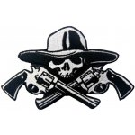 Nažehlovací nášivka Lebka s kolty western 10,8 x 7,8 cm – Zboží Dáma
