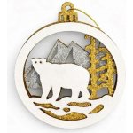 DECOLED Dřevěná vánoční ozdoba medvěd 8,5 cm, k zavěšení, bílá zlatá stříbrná – Hledejceny.cz