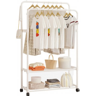 NoBi RAPSO Dvouřadý pojízdný věšák s policí bílá – Sleviste.cz