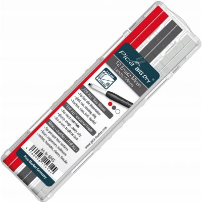 Pica tuhy náhradní hranaté pro tužku BIG Dry univerzální 12 ks červená+černá+bílá 6045 – Zboží Mobilmania