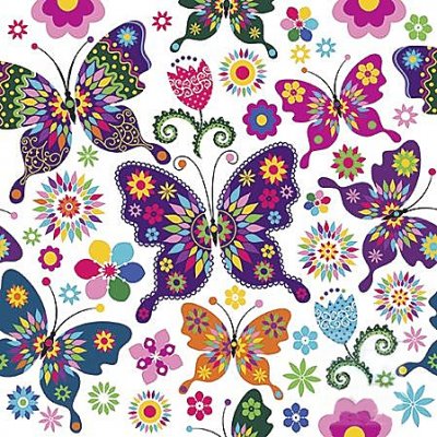 Ubrousky na dekupáž - Barevné motýli - 1ks – Zboží Mobilmania