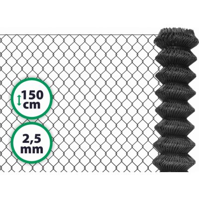 Pletivo poplastované výška 150 cm bez ND (2,5 mm; 50x50 mm; PVC; antracit) – Sleviste.cz