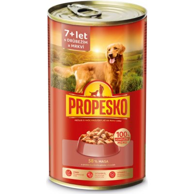 Propesko Senior drůbeží a mrkev v omáčce kousky 1240 g – Sleviste.cz