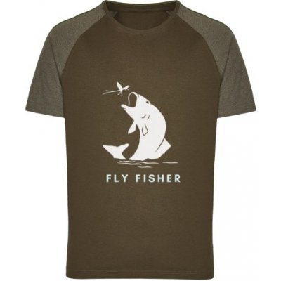 Tričko s potiskem Fly fisher pánské Army