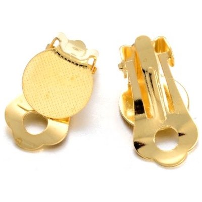 Bižuterní náušnice - klipsny s plochou 10mm - zlaté – Zboží Mobilmania