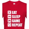 Pánské Tričko Bezvatriko Geek/hráčské triko EAT SLEEP GAME REPEAT červená