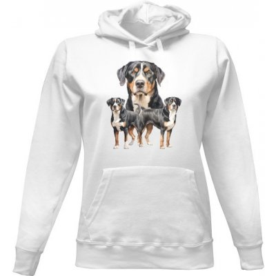 Dámská mikina s kapucí s potiskem Velký švýcarský salašnický dámské Bílá – Zboží Dáma