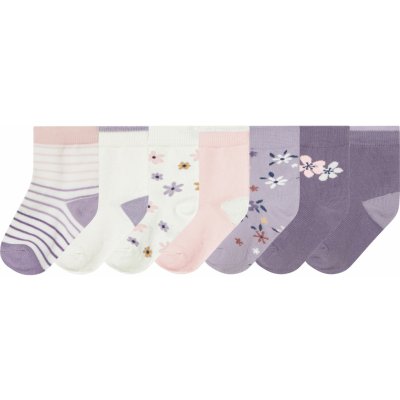 lupilu dívčí ponožky s BIO bavlnou 7 párů bílá / růžová / lila fialová – Sleviste.cz