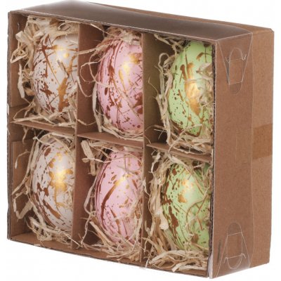 Malovaná vajíčka, zlatý dekor, pravá slepičí Cena za 6ks v krabičce VEL6017 – Zboží Mobilmania