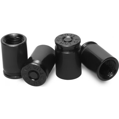 Čepičky ventilků na auto v designu nábojnice, černé, 4 ks
