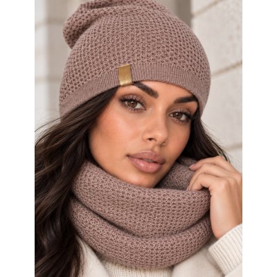 Fashionweek Dámský viskózový komplet čepice + nákrčník S3281 Mocca – Hledejceny.cz