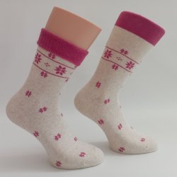Trepon Teplé froté termo ponožky ASTRID smetanové s růžovou