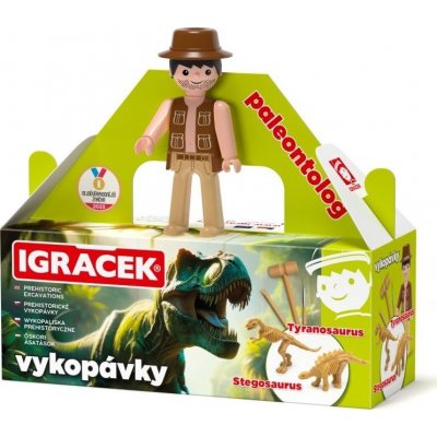 EFKO Igráček Paleontolog figurka s vykopávkami dinosaurů Tyranosaura a Stegosaura – Zboží Dáma