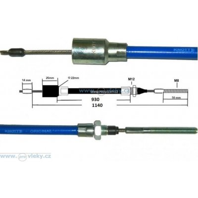 KNOTT Lanovod délka bowdenu/lana 930/1140; nerez | Zboží Auto