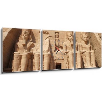 Obraz s hodinami 3D třídílný - 150 x 50 cm - Abu Simbel egypt abu simbel unesco – Hledejceny.cz